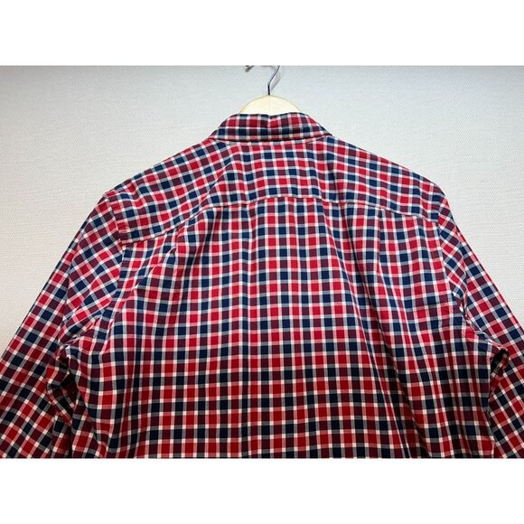 J. Crew Button Down Shirt Mens M Red Navy Plaid Long-Sleeve Classic Casual - Picture 12 of 13